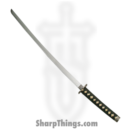 Rite Edge – CN92667201 – Katana – Fixed Blade Knife – Carbon Steel Polished Drop Point – Snake Skin Cord Wrap – Black