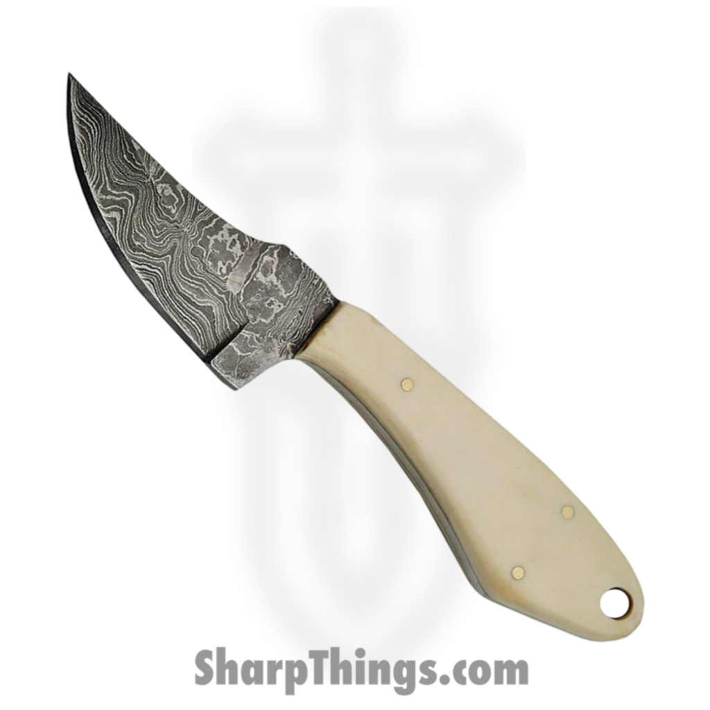 Damascus – DM1131BO – Skinner – Fixed Blade Knife – Damascus Clip Point – Bone – White