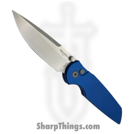 ProTech – INT101-Blue – TR-3 Integrity – Folding Knife – S35VN Stonewash Drop Point – Aluminum – Blue