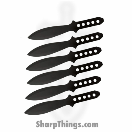 Tiger Throwers – TK-40-8-6 – 6 Piece 8.5 inch Throwing Knife Set – Fixed Blade Knife – German Surgical Steel Black Dagger – Steel – Black