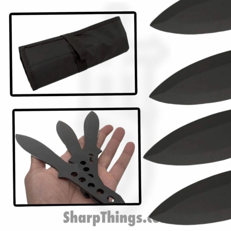 Tiger Throwers - TK-40-8-6 - 6 Piece 8.5 inch Throwing Knife Set - Fixed Blade Knife - German Surgical Steel Black Dagger - Steel - Black - Image 8