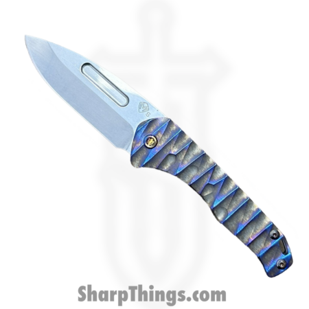 Medford Knife and Tool – MK208STD-01TM-TFCF-Q4 – Prae Slim – Folding Knife – S35VN Tumbled Drop Point – BB w/ Brsh/PenAno “Lightning” Titanium – Gray