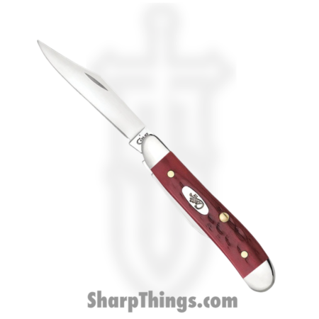 Case Cutlery – CA00781  – Peanut – Folding Knife – Tru-Sharp™ Stainless Polished Clip/Pen – Corn Cob Jigged Bone – Red