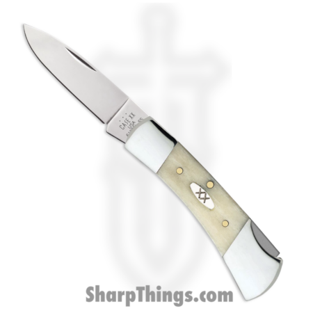 Case Cutlery – CA13314 – Lockback – Folding Knife – Stainless Polished Drop Point – Smooth Natural Bone – White Silver