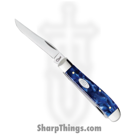 Case Cutlery – CA23432 – Mini Trapper – Folding Knife – Tru-Sharp™ Stainless Polished Clip/Spey – Pearl Kirinite – Blue