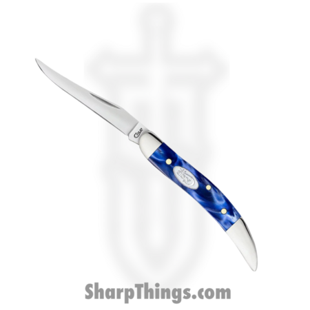 Case Cutlery – CA23437 – Small Texas Toothpick – Folding Knife – Tru-Sharp™ Stainless Polished Clip Point – Pearl Kirinite – Blue