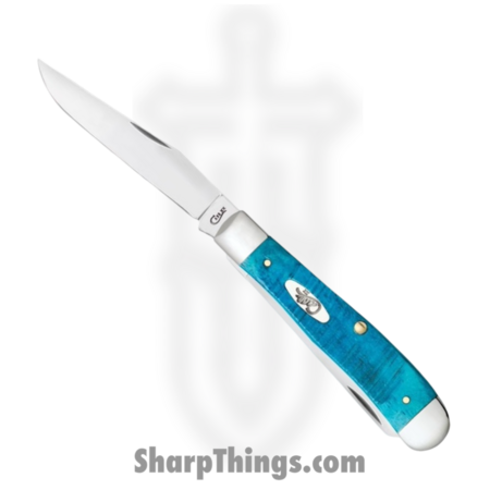 Case Cutlery – CA25592 – Trapper – Folding Knife – Tru-Sharp™ Stainless Polished Clip/Spey – Sawcut Jig Bone – Blue