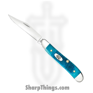 Case Cutlery – CA25596 – Peanut – Folding Knife – Tru-Sharp Stainless Polished Clip Pen – Sawcut Jigged – Caribbean Blue