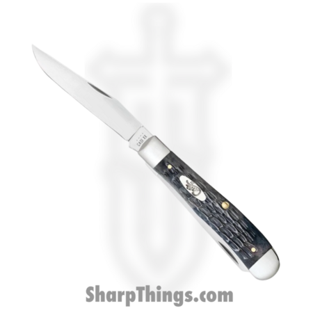Case Cutlery – CA58410 – Trapper – Folding Knife – Carbon Steel Polished Clip/Spey – Crandall Jig Bone – Gray