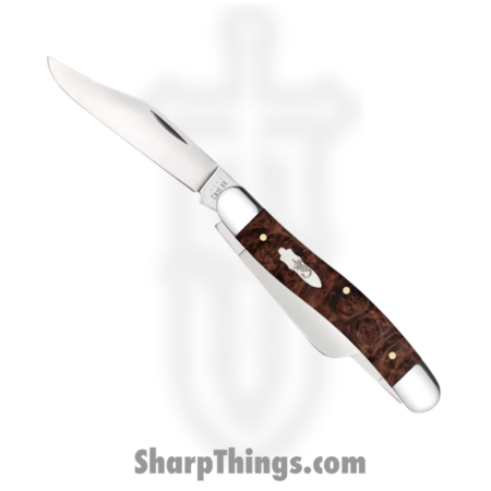 Case Cutlery – CA64065 – Stockman – Folding Knife – Tru-Sharp™ Stainless Polished Clip/Sheepfoot/Spey – Maple Burl Wood – Brown
