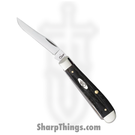 Case Cutlery – CA65016 – Mini Trapper – Folding Knife – Tru-Sharp™ Stainless Polished Clip/Spey – Jigged Buffalo Horn – Black