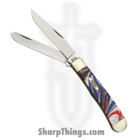 Case Cutlery – CA9254STAR – Trapper – Folding Knife – Stainless Polished Clip/Spey – Corelon – Red White Blue