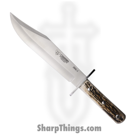 Cudeman – CUD106C – Bowie – Fixed Blade Knife – Vanadium Molybdenum Steel Satin Bowie – Stag – Brown