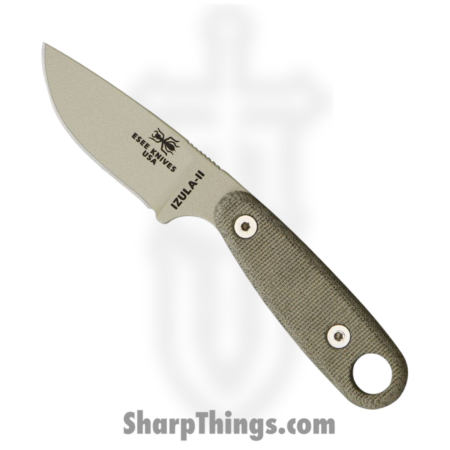 ESEE – ESIZ2DT – Izula II DT – Fixed Blade Knife – 1095 HC Coated Drop Point – Canvas Micarta – Tan