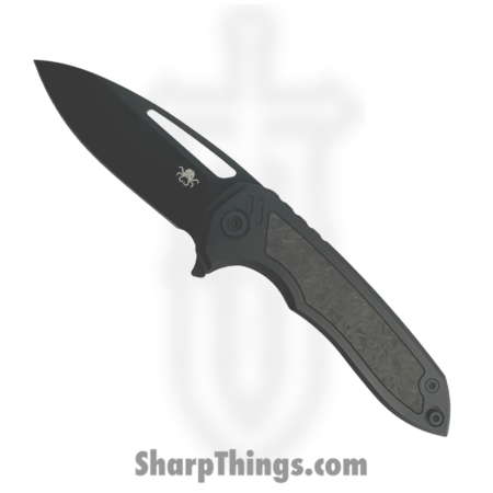 Hwzbben Knives – HWZ-B8 – Ragna – Folding Knife – M390 Coated Drop Point – TA5 Titanium Carbon Fiber Inlay – Black