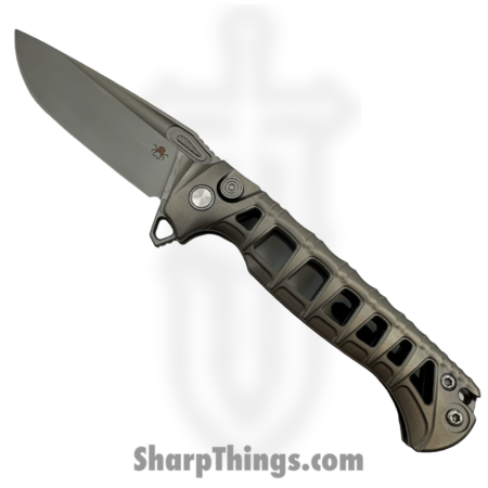 Hwzbben Knives – HWZ-B9 – Skaldr – Folding Knife – M390 Blasted Drop Point – TA5 Titanium – Gray
