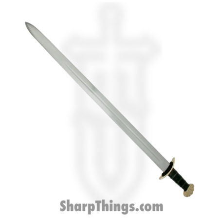 PTC – ICS-606 – Viking Battle Ready Sword and Scabbard Set – Fixed Blade Knife – Carbon Steel Polished – Leather Wrapped – Black Gold