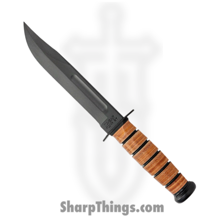 Ka-Bar – KA1217 – USMC Fighter Plain – Fixed Blade Knife – 1095 HC Coated Clip Point – Leather – Brown