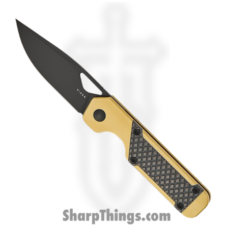 Kizer Cutlery – KI3634SA3 – Mini Militaw – Folding Knife – CPM S45VN Coated Drop Point – Titanium with Zalium Inlays – Gold Black