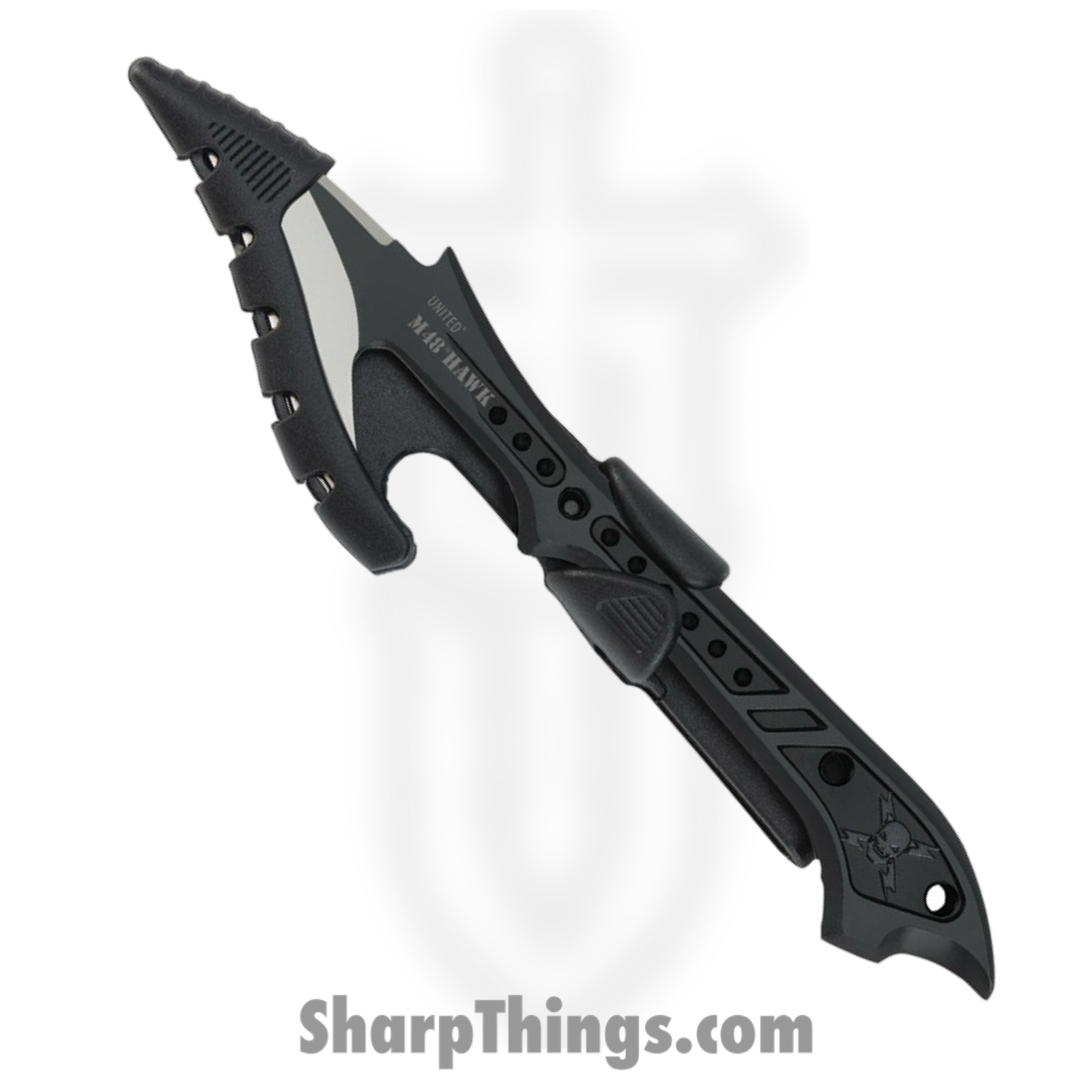 United Cutlery - UC2971 - M48 Hawk Harpoon - Fixed Blade Knife - Two Tone AUS-6 - Skeletonized - Black - Image 2
