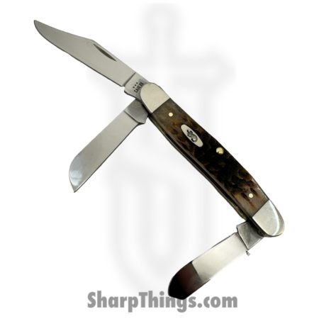 Case Cutlery – 00128 – Stockman – Folding Knife – Tru-Sharp™ Stainless Polished Multi – Bone – Amber