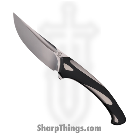 Poikilo Blade – PBORS – Orca S – Folding Knife – Bohler M398 Pearlescent Stonewash Drop Point – Titanium – Black White