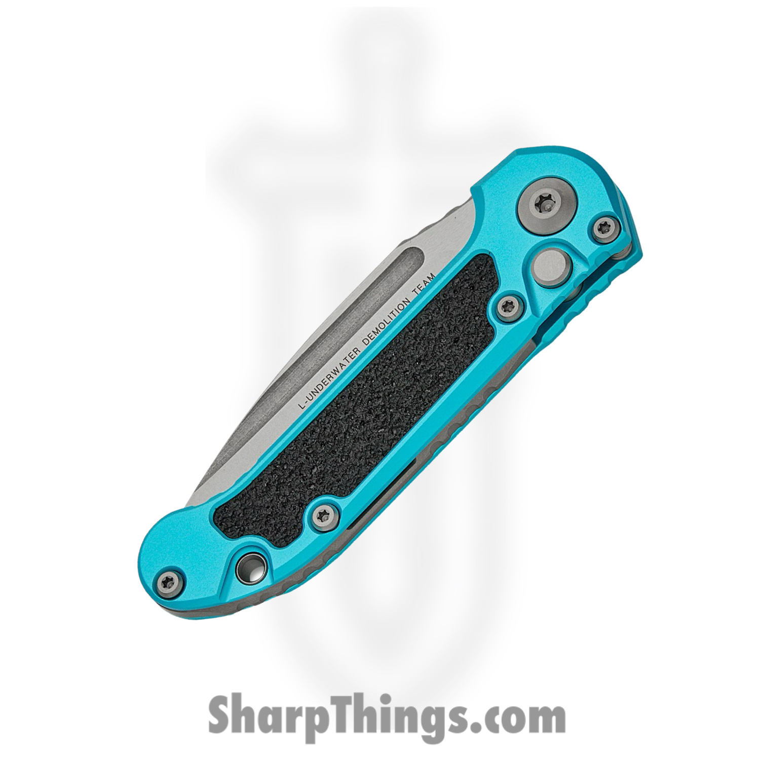 Microtech - 1135-11TQ - LUDT Gen III - Automatic Knife - M390MK Stonewash Drop Point P/S - Aluminum with Traction Tape Inserts - Turquoise - Image 3