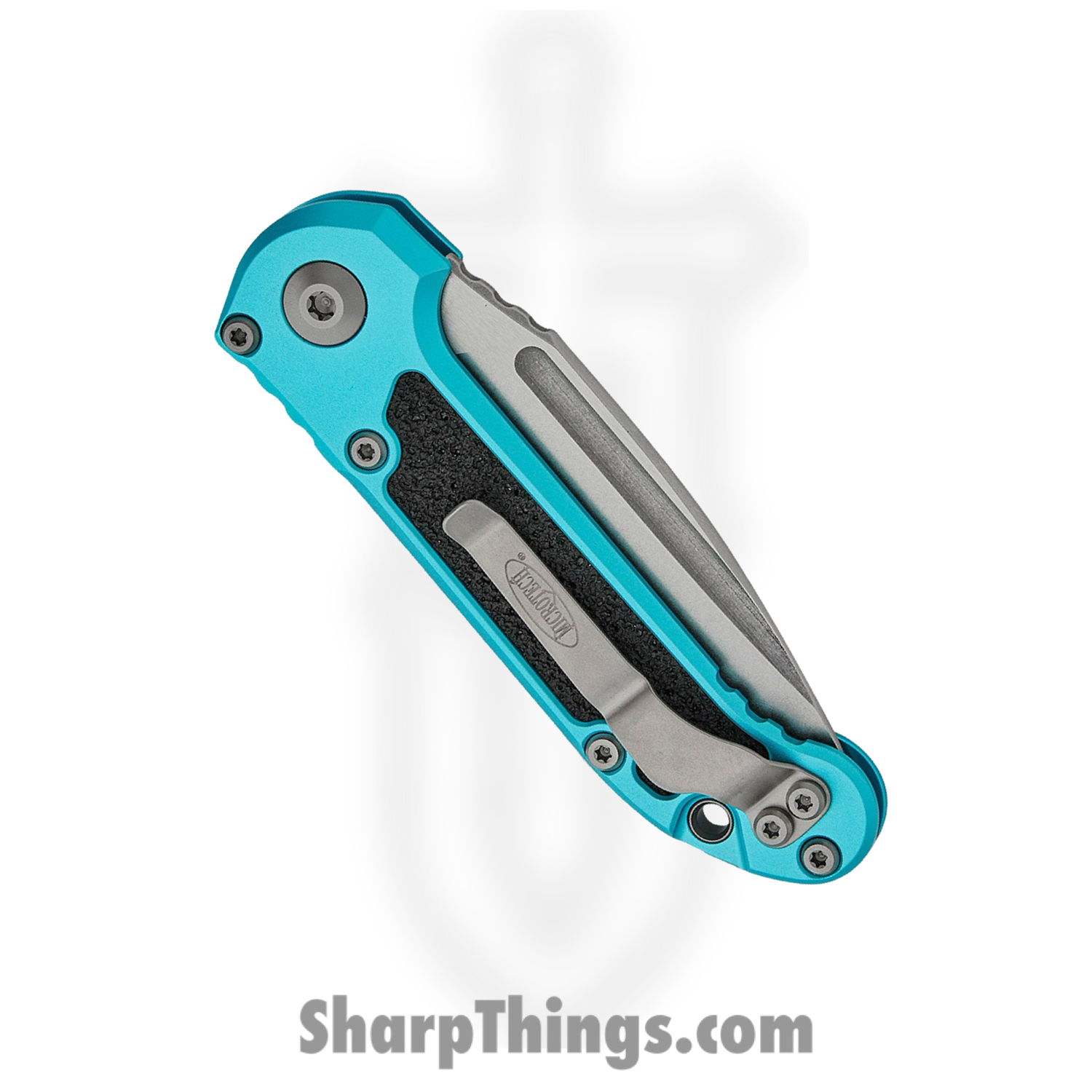 Microtech - 1135-11TQ - LUDT Gen III - Automatic Knife - M390MK Stonewash Drop Point P/S - Aluminum with Traction Tape Inserts - Turquoise - Image 4
