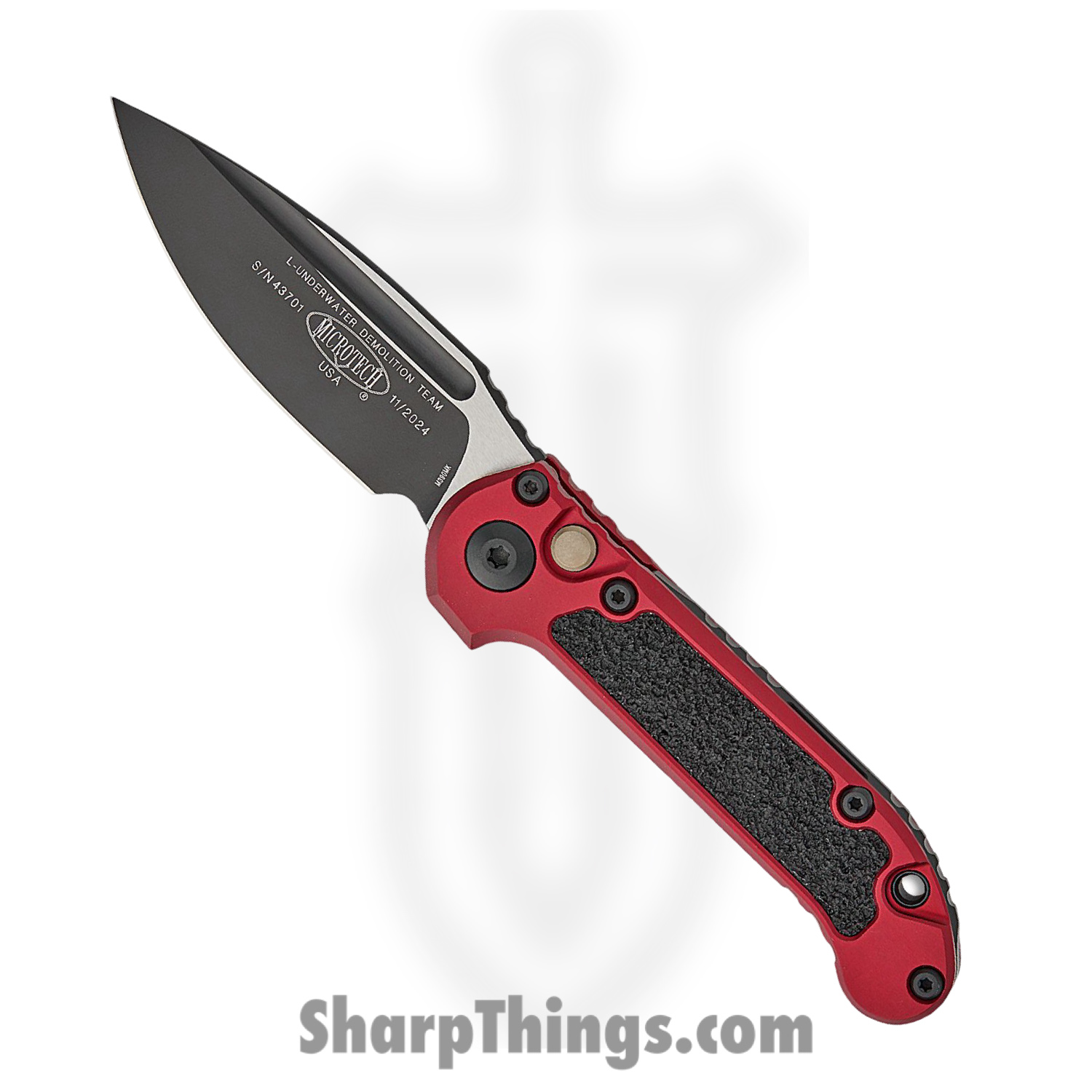 Microtech - 1135-1MR - LUDT Gen III - Automatic Knife - M390MK Coated Drop Point - Aluminum with Traction Tape Inserts - Merlot