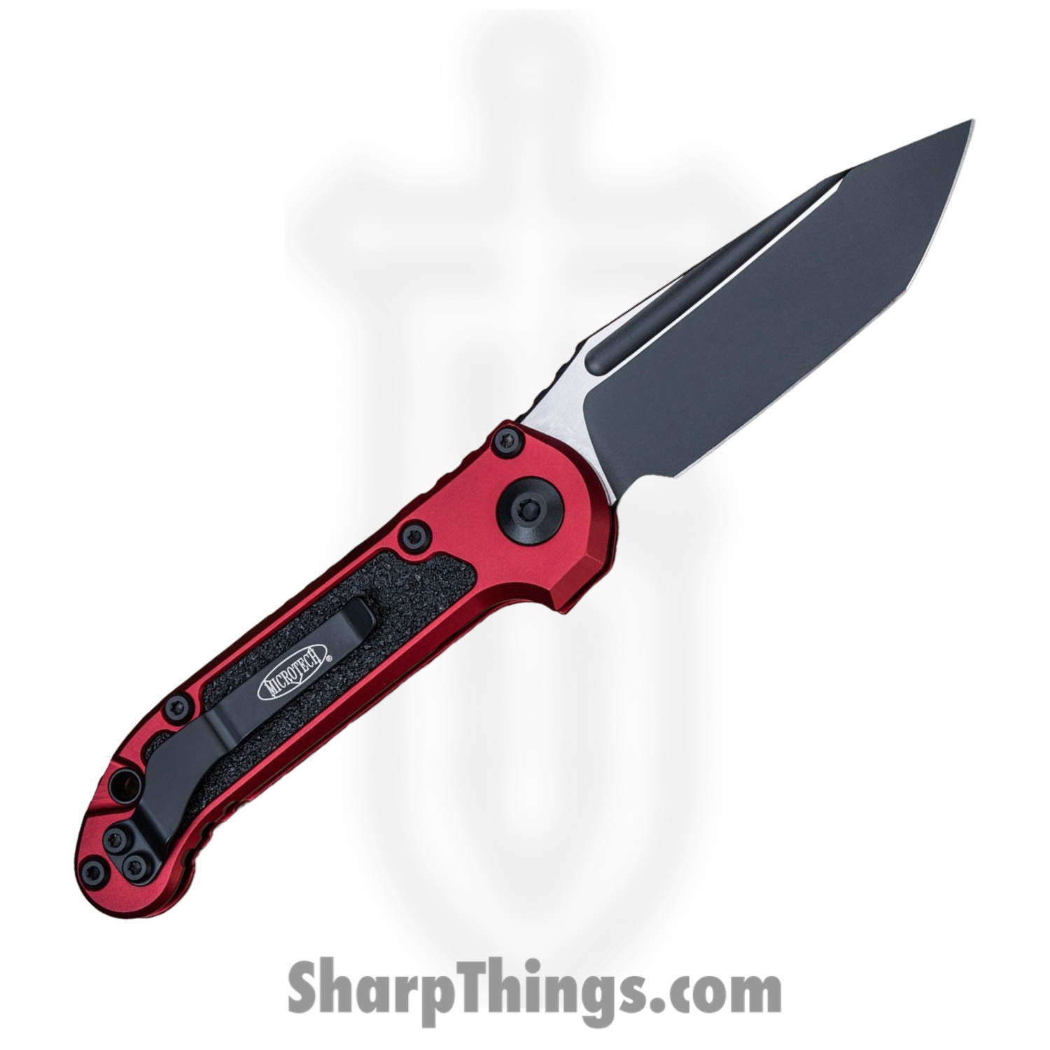 Microtech - 1136-1MR - LUDT Gen III - Automatic Knife - M390MK Coated Reverse Tanto - Aluminum with Traction Tape Inserts - Merlot - Image 2