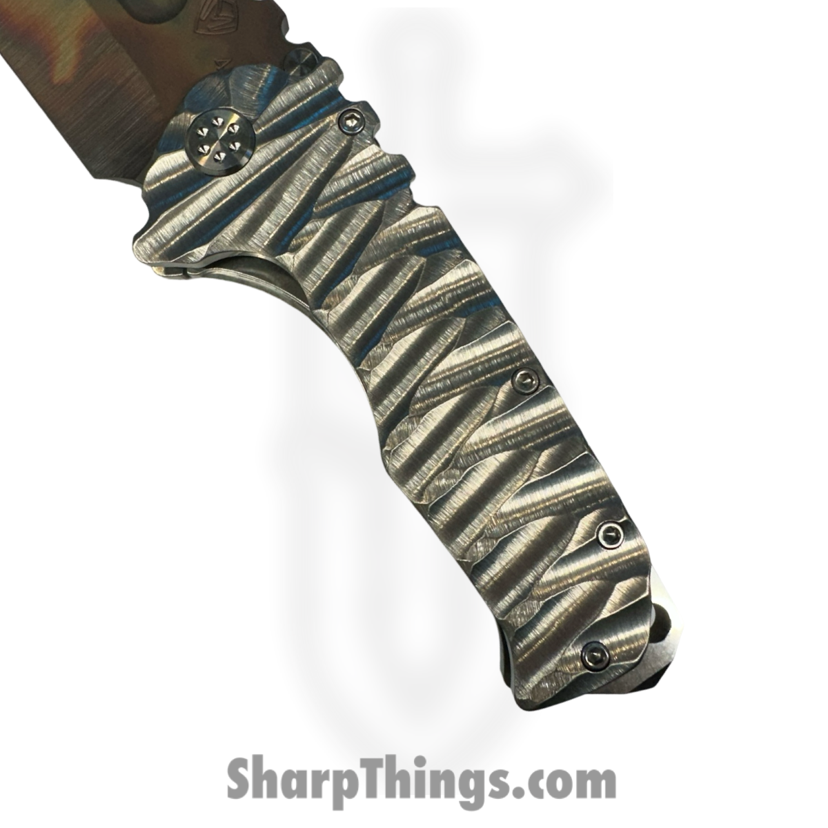 Medford Knife and Tool - 121724A - Prae Ti - Folding Knife - S45VN Vulcan Tanto - "Predator" Titanium - Silver - Image 3