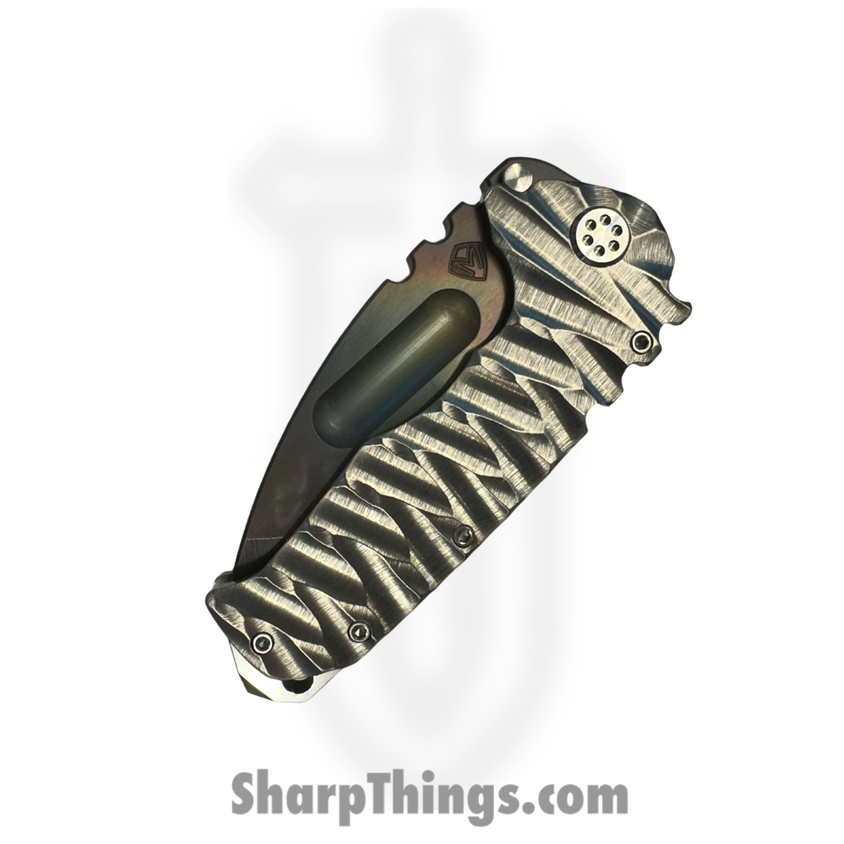 Medford Knife and Tool - 121724A - Prae Ti - Folding Knife - S45VN Vulcan Tanto - "Predator" Titanium - Silver - Image 4