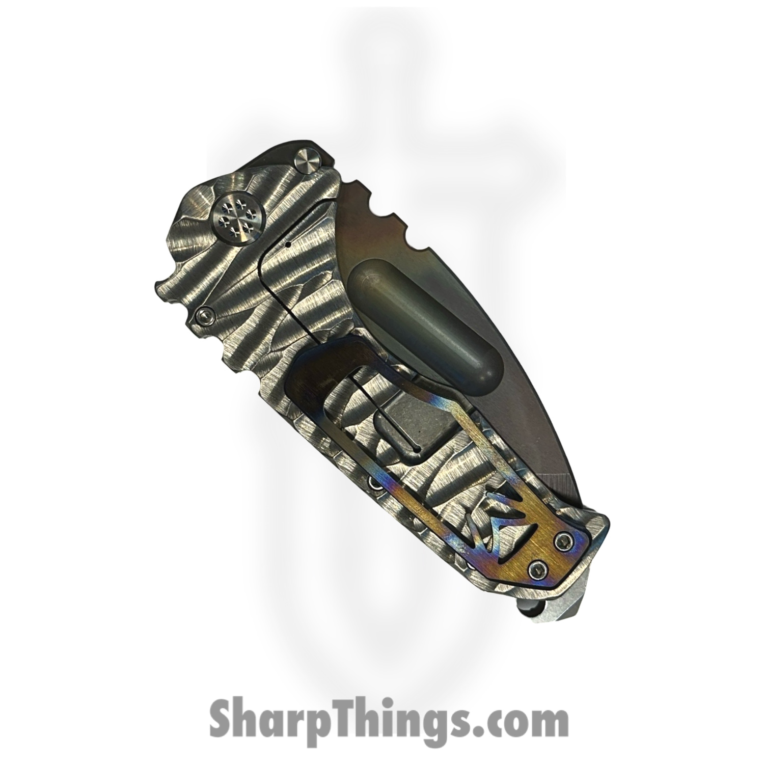 Medford Knife and Tool - 121724A - Prae Ti - Folding Knife - S45VN Vulcan Tanto - "Predator" Titanium - Silver - Image 5