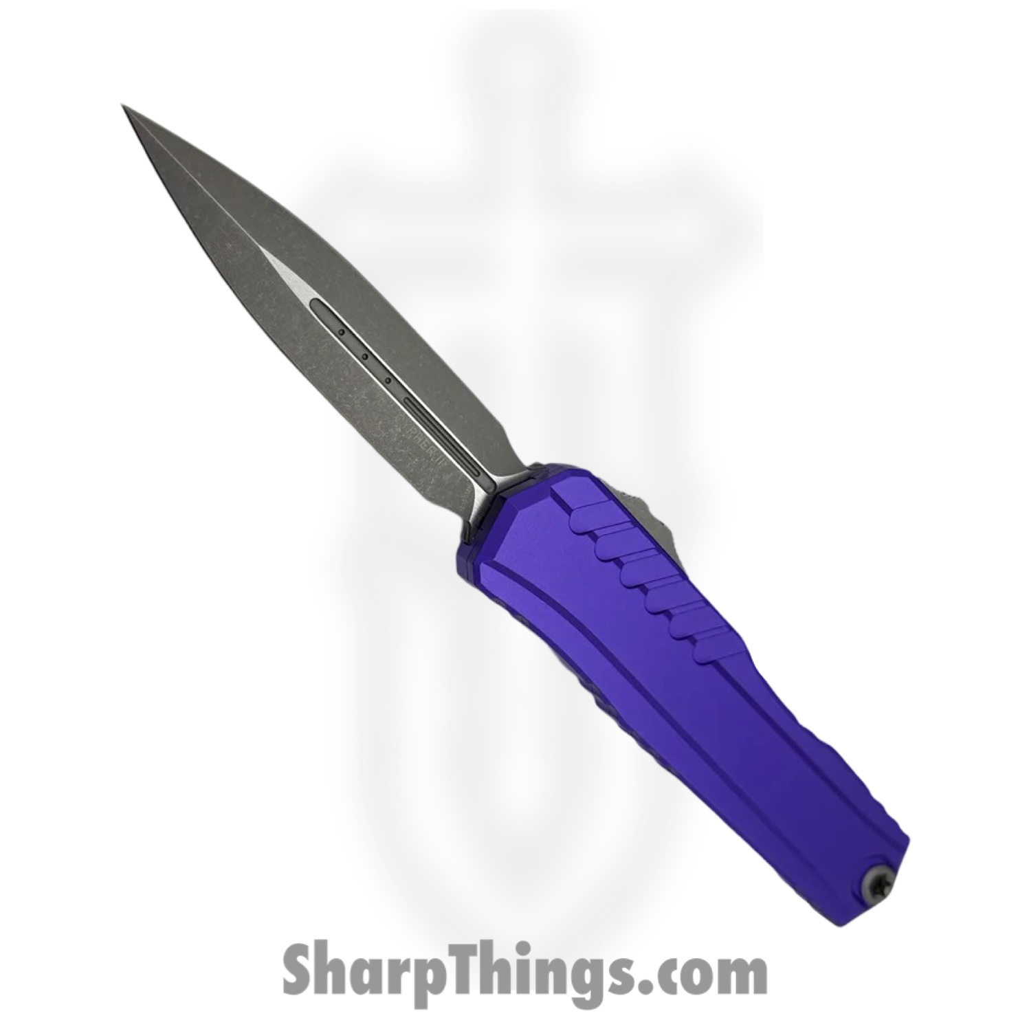Microtech - 1242-10APPU - Cypher II - OTF Auto - M390MK Apocalyptic Dagger - Aluminum - Purple