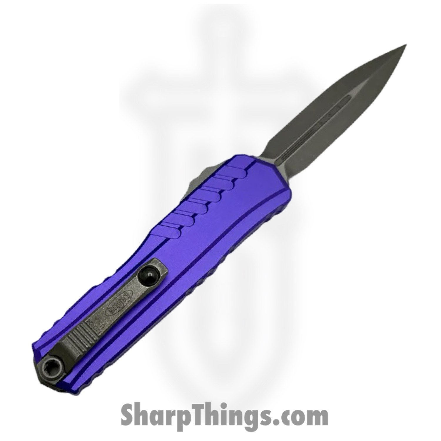 Microtech - 1242-10APPU - Cypher II - OTF Auto - M390MK Apocalyptic Dagger - Aluminum - Purple - Image 2