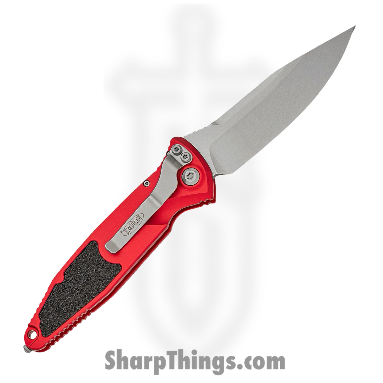 Microtech - 160A-10RD - Socom Elite - Folding Knife - M390, 204P, Elmax, or XHP Stonewash Clip Point - Aluminum with Textured Inserts - Red - Image 2