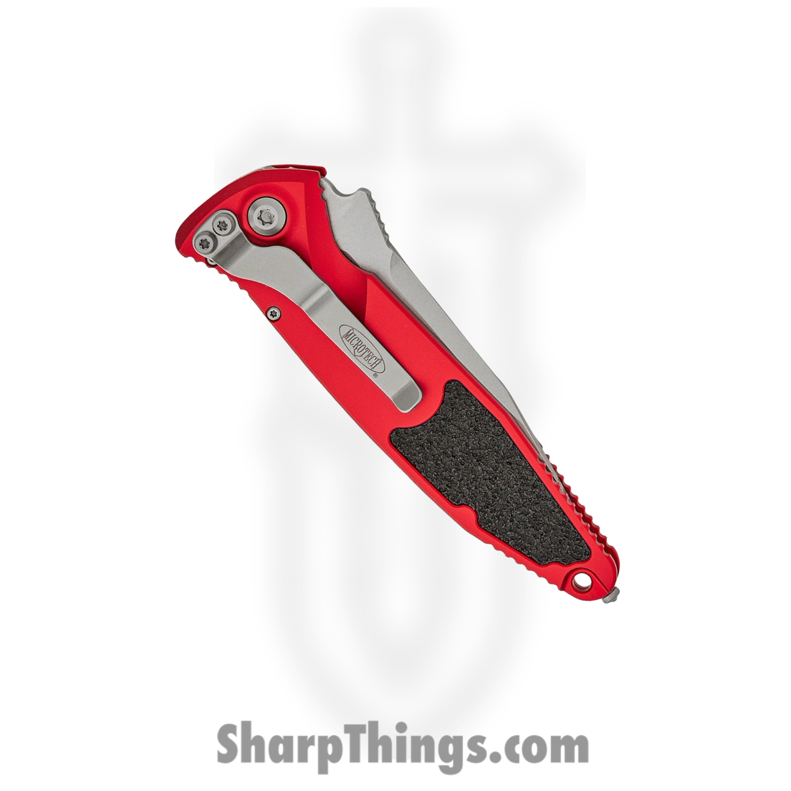 Microtech - 160A-10RD - Socom Elite - Folding Knife - M390, 204P, Elmax, or XHP Stonewash Clip Point - Aluminum with Textured Inserts - Red - Image 4