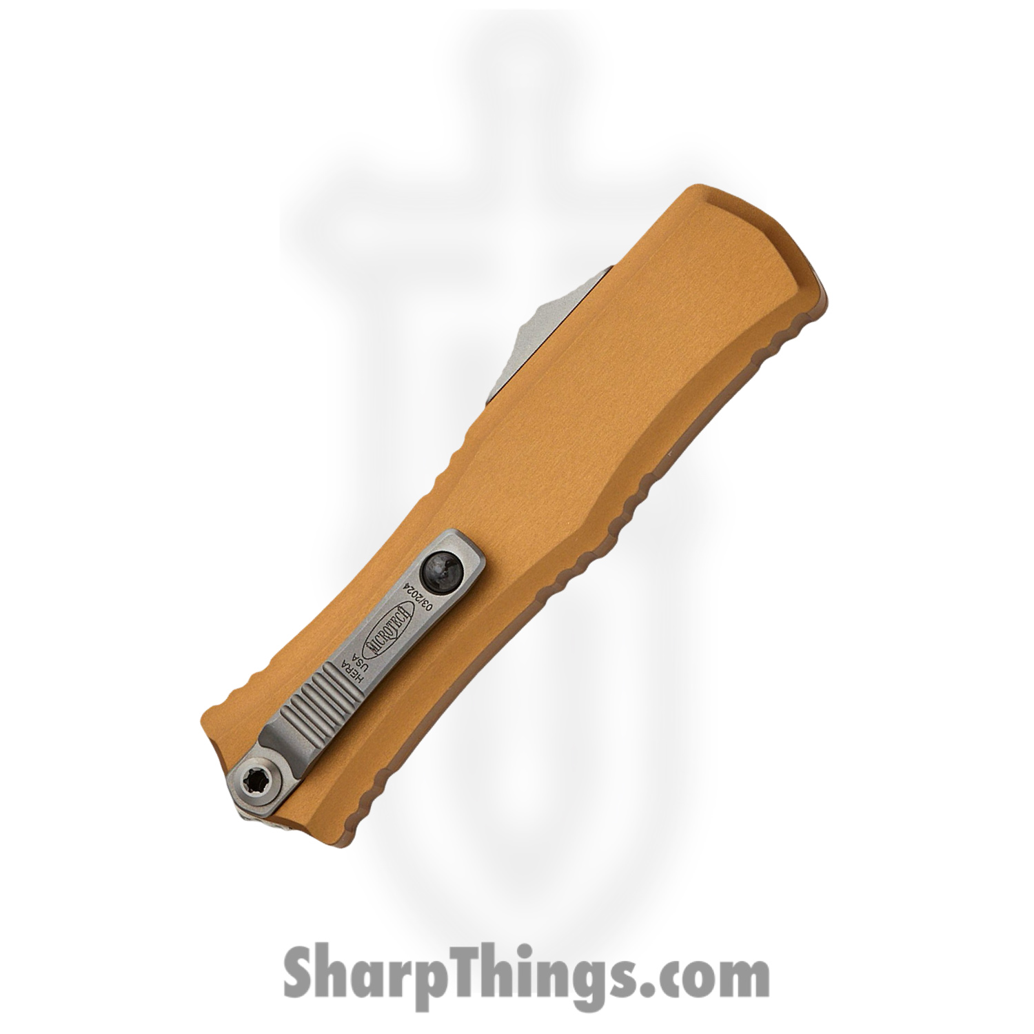 Microtech - 1701M-10TA - Mini Hera II - OTF Auto - M390MK Stonewash Bayonet - Aluminum - Tan - Image 4
