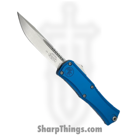 Microtech – 1703M-10BL – Mini Hera II – OTF Auto – M390MK Stonewash Drop Point – Aluminum – Blue