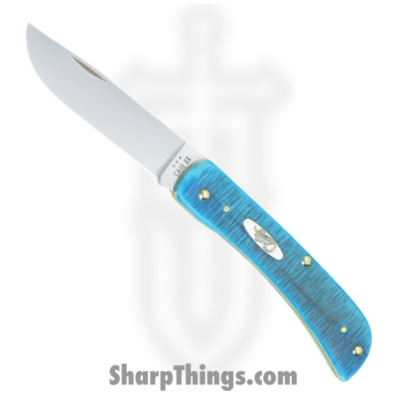 Case Cutlery – 25590 – Sod Buster Jr – Folding Knife – Tru-Sharp Stainless Skinner  – Sawcut Jigged Caribbean Blue