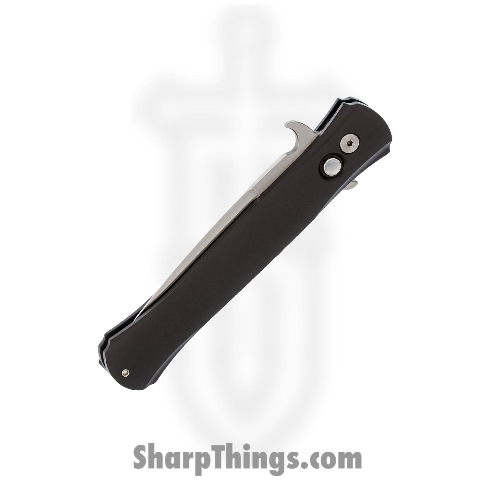ProTech - 1921-MOP - Large Don - Automatic Knife - 154CM Satin Spear Point - Aluminum Mother of Pearl Button - Black - Image 3