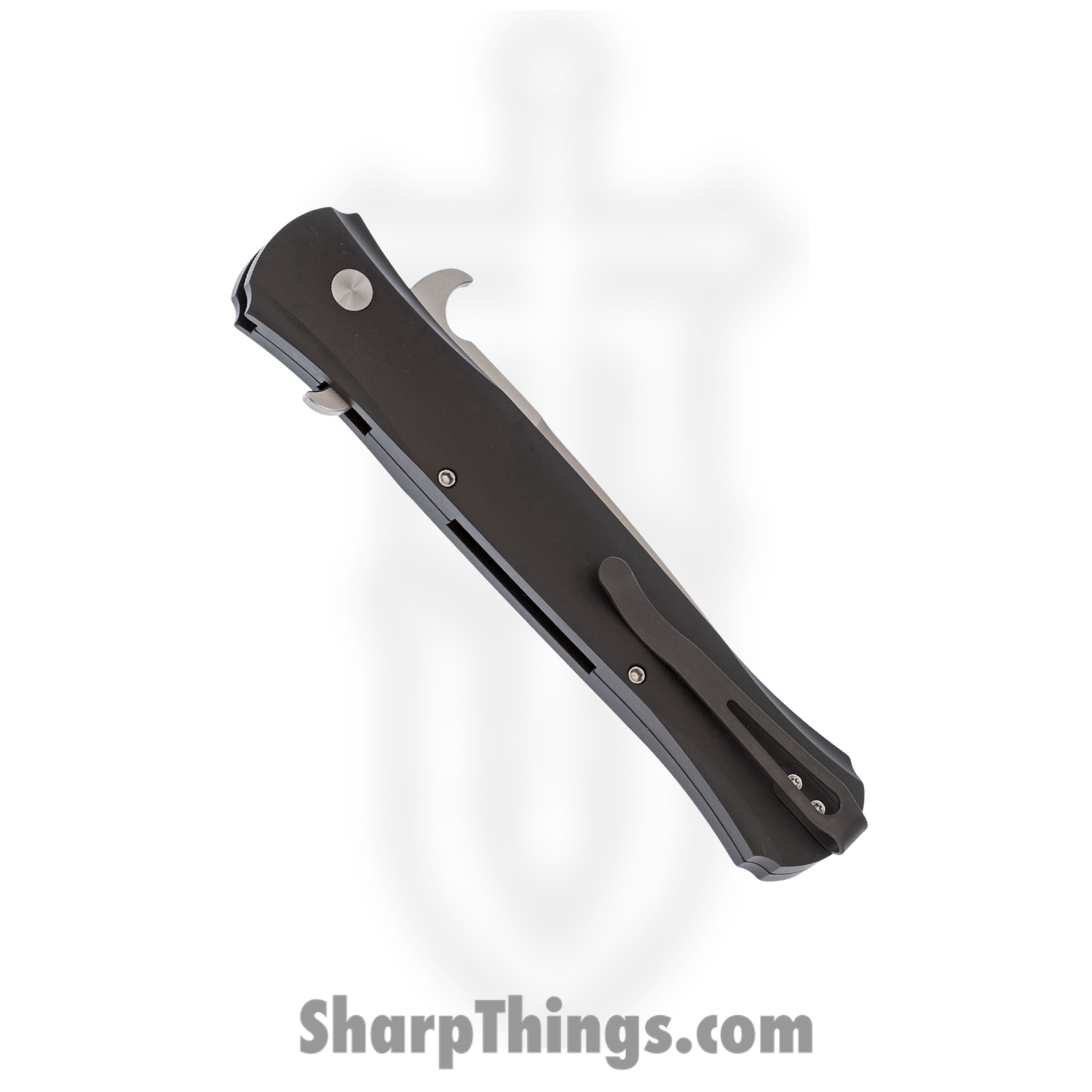 ProTech - 1921-MOP - Large Don - Automatic Knife - 154CM Satin Spear Point - Aluminum Mother of Pearl Button - Black - Image 4