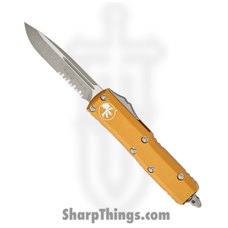 Microtech – 231-11APTA – UTX-85 – OTF Auto – M390 Apocalyptic Drop Point P/S – 6061-T6 Aluminum – Tan