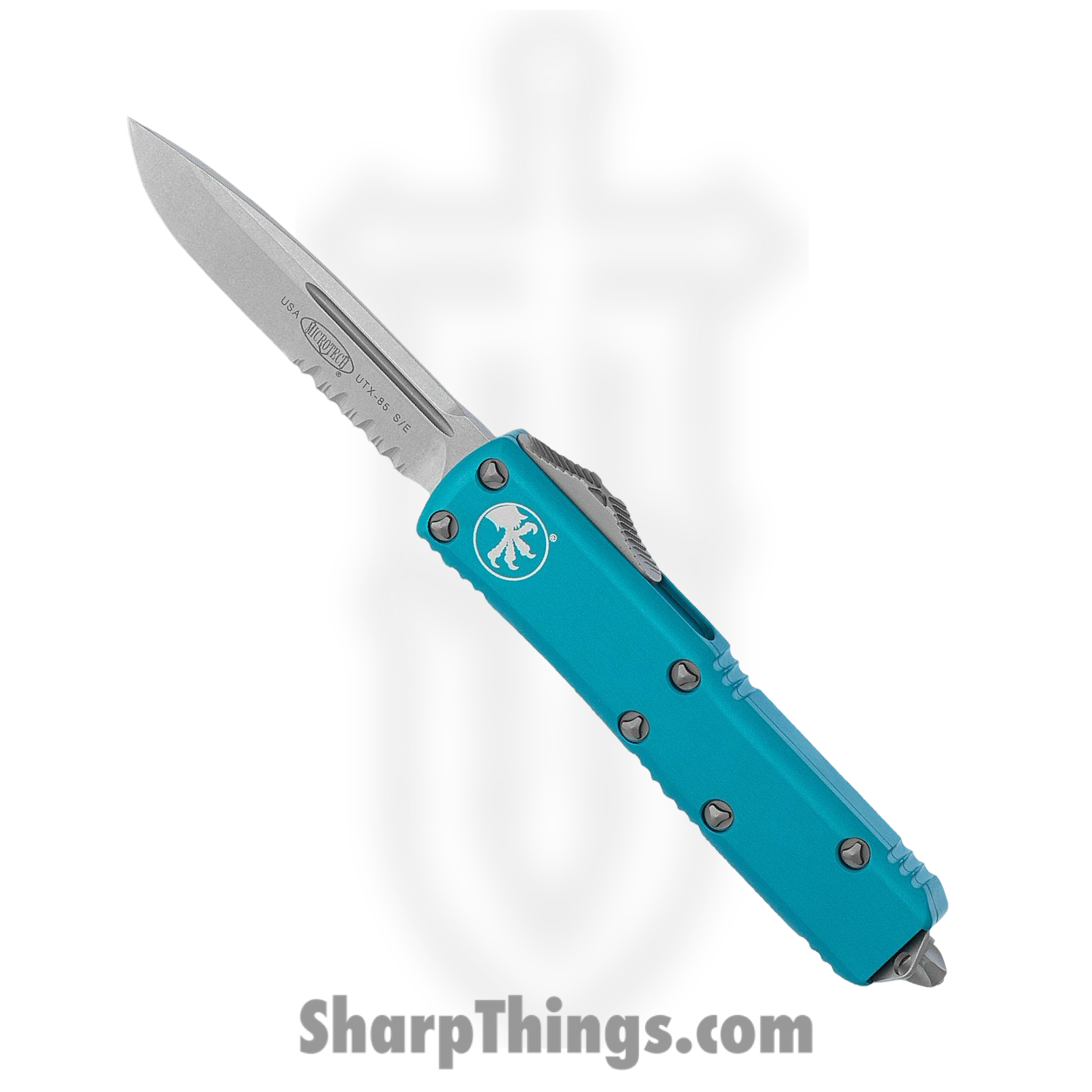 Microtech - 231-11TQ - UTX-85 - OTF Auto - M390 Apocalyptic Drop Point P/S - 6061-T6 Aluminum - Turquoise