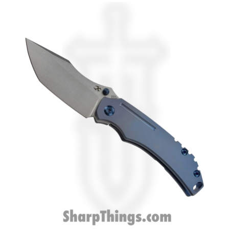 Kansept Knives – K1018A5 – Pelican – Folding Knife – S35VN Stonewashed Tanto – 6AL4V Titanium – Blue