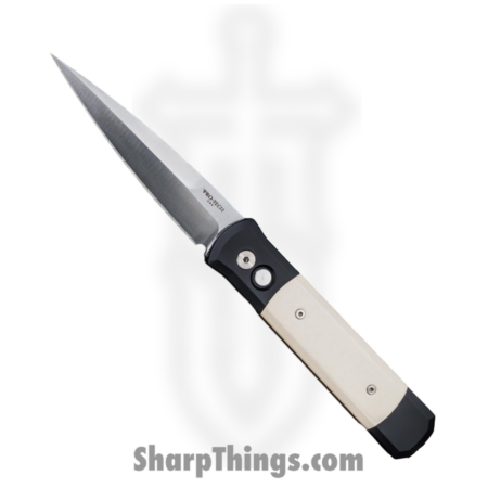 ProTech – 951 – Godfather – Automatic Knife – 154CM Satin Spear Point – Micarta – Black White
