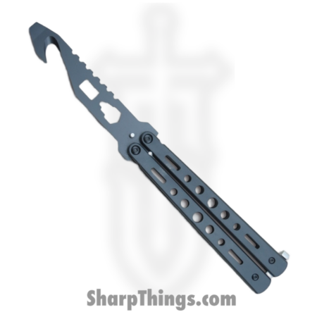 VOC – BK167 – Butterfly Knife Combo Kit – Balisong – 440 SS Coated Multitool/Drop Point – Aluminum – Black
