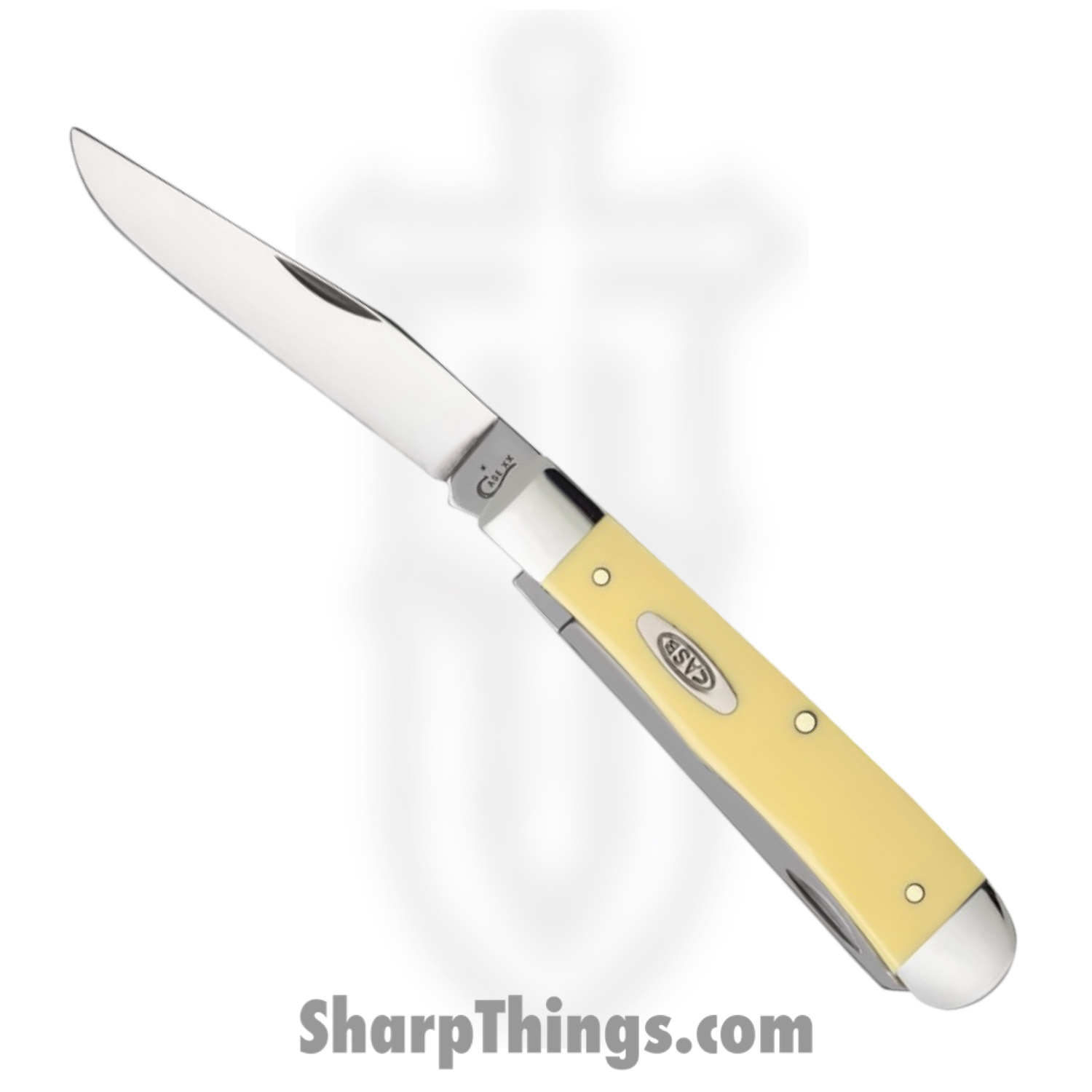 Case Cutlery - CA00161 - Trapper - Folding Knife - Carbon Steel Polished Clip Spey - Smooth Synthetic - Yellow