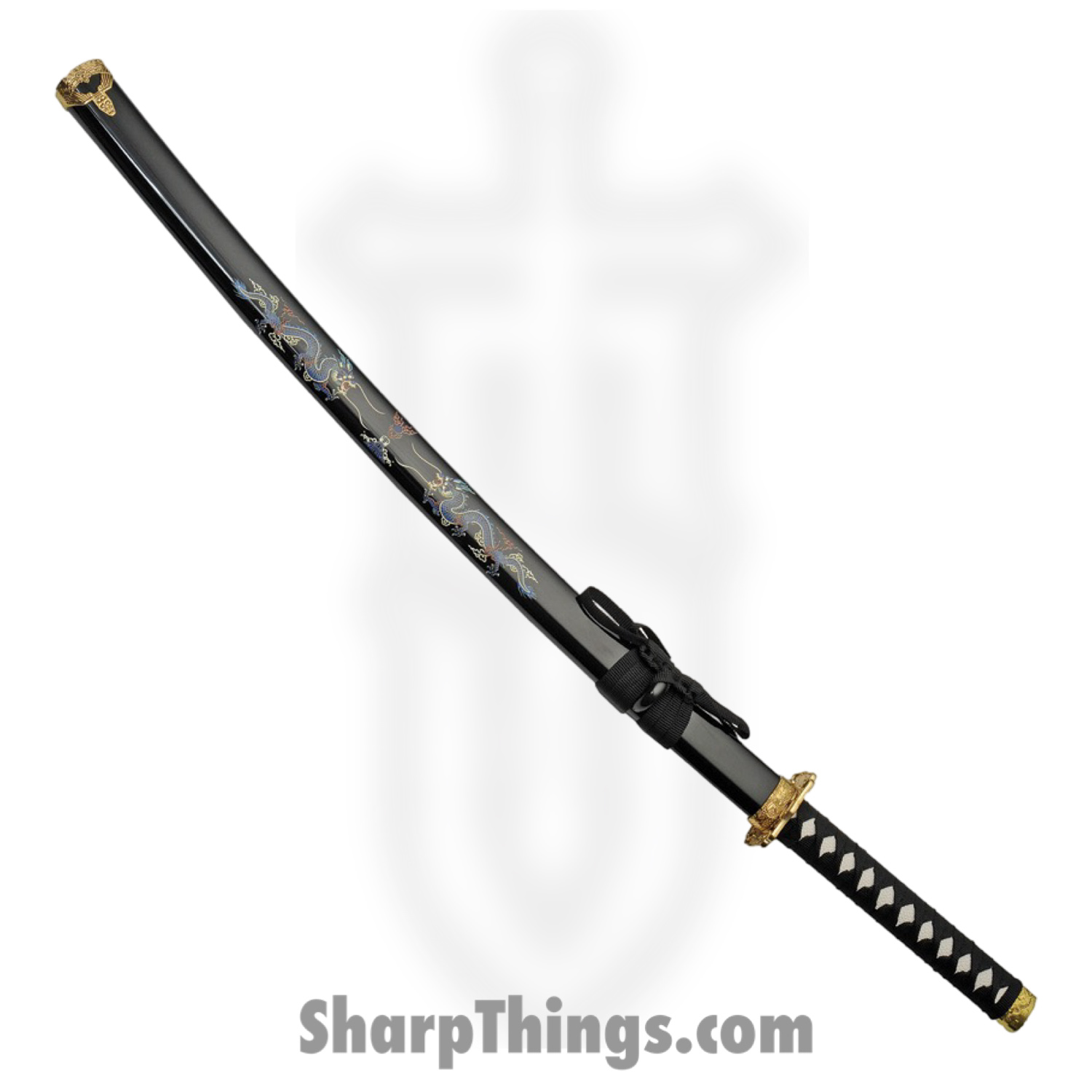 CMP - CN9270311 - Double Dragon Samurai - Fixed Blade Knife - Carbon Steel Satin - Cord Wrapped - Black - Image 2