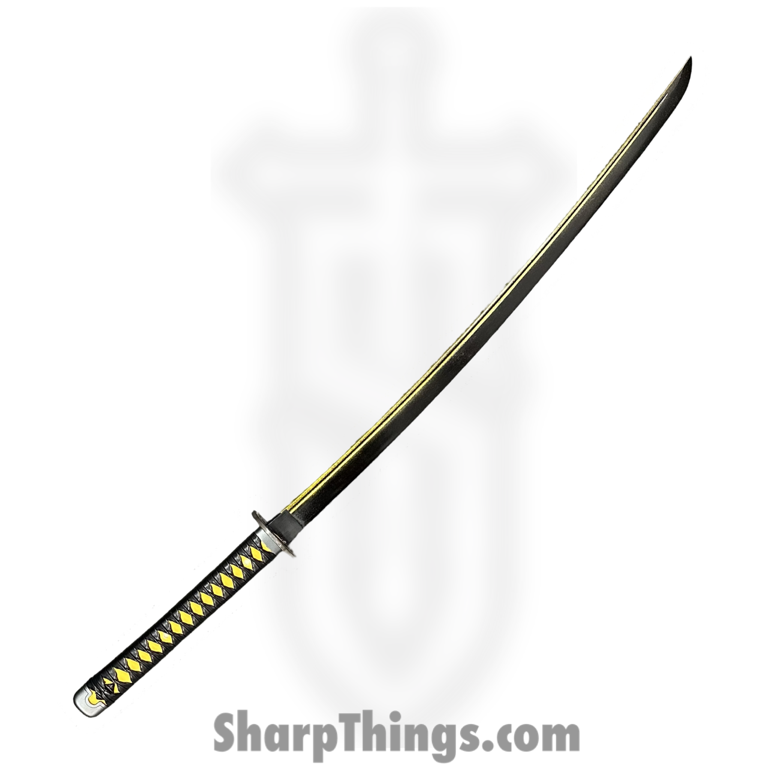 SBC - DEADPOOL0125 - Deadpool - Fixed Blade Knife - 1045 HC Black w/ Yellow Katana - Leather Wrapped - Black Yellow - Image 2